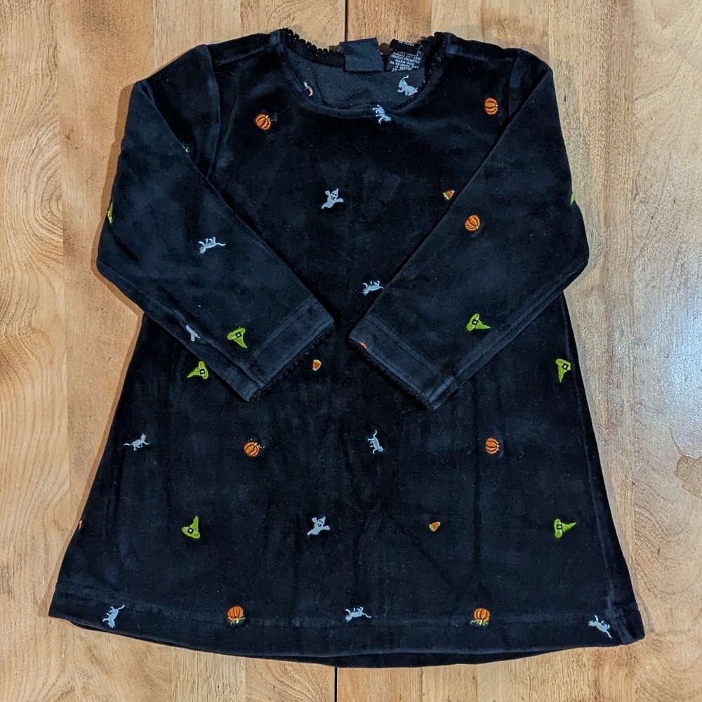 Toddler Girl Velvet Embroidered Halloween Dress